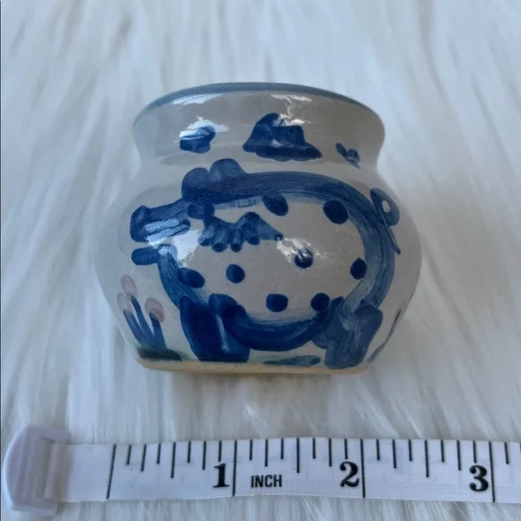 Vintage M.A. Hadley Mini Open Sugar Bowl Country Scene Blue - Picture 3 of 9